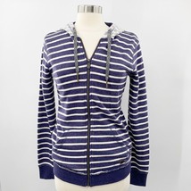 Roxy Womens Blue Cream Striped Zip Hoodie Sweatshirt Size Medium M - £15.65 GBP