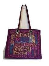 Coach Bag Poppy Evie Purple Graphic Coated Canvas Slim Tote 13857 - $59.98