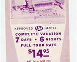 Sunny Isles Resort Motel Brochure Collins Ave Miami Beach Florida 1950&#39;s - $15.84