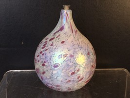 Vtg Signed Roger Vines Studio Art Glass Oil Lamps Iridescent Pinks White - £23.91 GBP