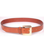GAP Leather Belt-34-Brown-Solid Brass Buckle-vtg-1.25&quot; Wide - $24.30