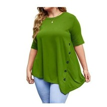 CASUAL Short Sleeve Solid Asymmetrical T-Shirt - Dark Green - £14.98 GBP