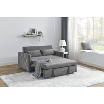 55&quot; Modern Convertible Sofa Bed with 2 Detachable Arm Pockets - Gray - £424.84 GBP
