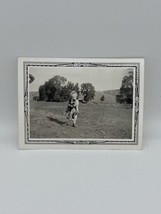 Vintage Black &amp; White Photo Of A Toddler Boy Carrying His Puppy 1930s - £5.09 GBP