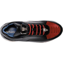 Belvedere Flash Sneaker Genuine Ostrich and Soft Italian Calf Black Red E01 image 3