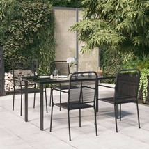 5 Piece Garden Dining Set Black Cotton Rope and Steel - £215.80 GBP