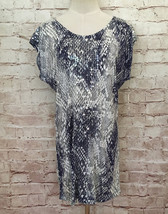 a.n.a. A New Approach Petite Jersey Knit Top Blue Distressed Snakeskin Sequin PL - £13.42 GBP