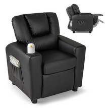 Kids Recliner Chair PU Leather Push Back Toddler Recliner with Cup Holde... - $168.26