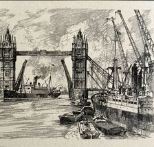 The Pool Of London Bridge 1901 Victorian Print Art Ships Nautical DWFF10 - $22.50