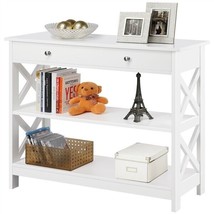 Console Table With Drawer And 2 Open Shelves Narrow Sofa Side Table For Entryway - £133.00 GBP