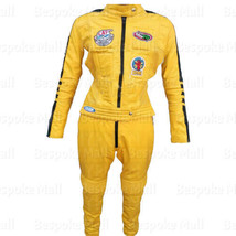 New Woman&#39;s Kill Bill Movie Yellow Cowhide Motorcycle Leather Two Piece ... - £313.81 GBP+