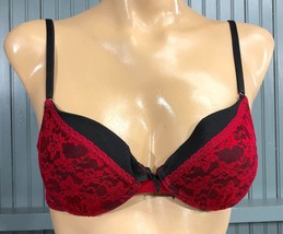 Smart And Sexy Black Red Floral 34C / 36B Strap Bra Brassiere AS IS - £8.63 GBP