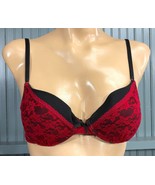 Smart And Sexy Black Red Floral 34C / 36B Strap Bra Brassiere AS IS - £8.55 GBP