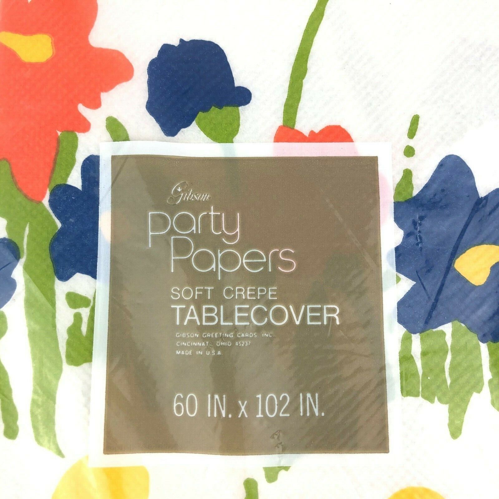 Soft Crepe Tablecover Table Cloth 60" x 102" Abstract Flower Gibson Party Papers - £13.87 GBP