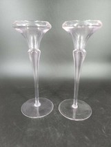 Oneida Crystal Candlestick Holder Pair Rose Pink Clear 9 1/2&quot;H  Elegant ... - £11.13 GBP