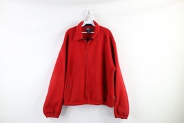 Vintage 90s Ralph Lauren Mens XL Distressed Full Zip Fleece Bomber Jacket Red - £55.04 GBP
