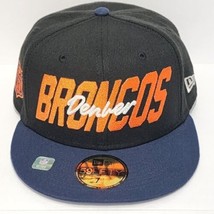 New Era 59Fifty NFL Denver Broncos On Field Hat Size 7 1/2 Fitted Cap Black Blue - £27.86 GBP