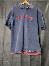 Vintage Sean John Polo Y2K Size XXL Short Sleeve Navy Blue Maroon Shirt 2XL - £13.43 GBP