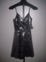ROBERTA LADIES BLACK/FLORAL SILVER METALLIC SPAGHETTI STRAP PARTY DRESS-... - £13.22 GBP