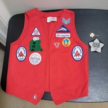 VTG 1970s Campfire Girl Red Merit Badge Patches Button Pins Vest Girls L... - $27.64