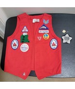 VTG 1970s Campfire Girl Red Merit Badge Patches Button Pins Vest Girls L... - $27.64