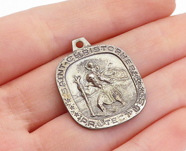 ANSON 925 Sterling Silver - Vintage Saint Christopher Religious Pendant - PT2749 - £34.82 GBP