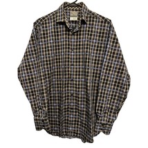Thomas Dean Shirt Medium Checks Casual Button Down Black Brown Tan Cotton - £7.18 GBP
