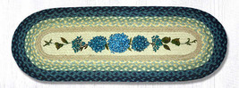 Earth Rugs OP-362 Blue Hydrangea Oval Patch Runner 13&quot; x 36&quot; - $44.54