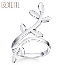 Silver open branch leaves ring for women fashion wedding engagement party charm jewelry thumb200