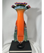 peter secrest art glass Pillow Vase Sculpture Wings Signed 1998 - $4,432.07 MXN