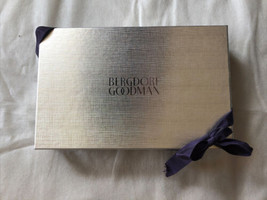 Bergdorf Goodman box rectangle medium with ribbon empty silver - £11.66 GBP