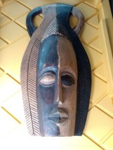 Handmade Solid Wood Uganda African Wall Mask  22&quot; - £55.63 GBP