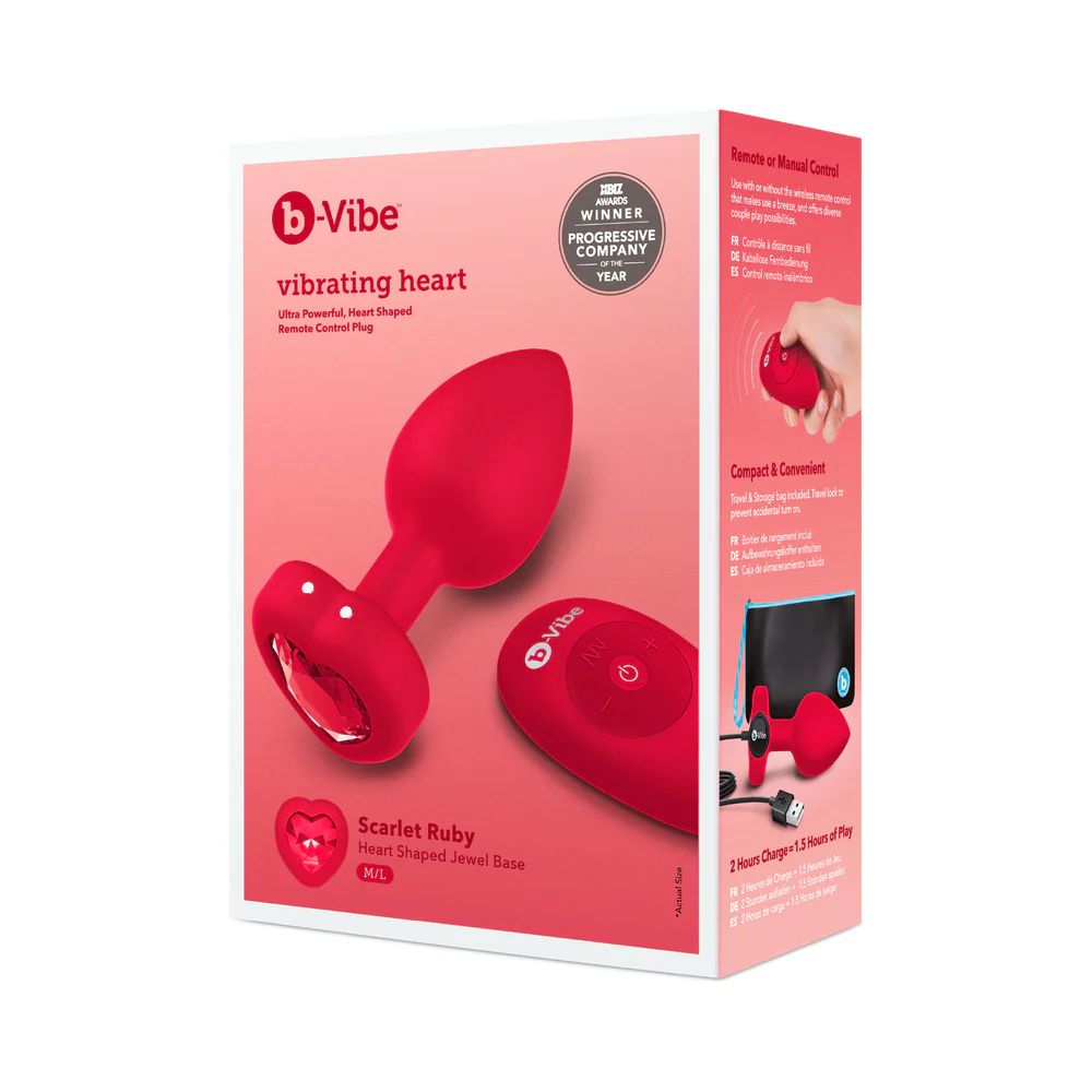 b-Vibe Vibrating Heart Anal Plug with Heart-Shaped Jewel Base - $132.00
