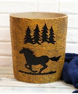 Wildlife Rustic Mustang Horse Pine Trees Forest Waste Basket Dry Trash B... - £35.30 GBP