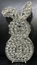 Unbranded Clear Glass PebbleStone Metal Frame Bunny Rabbit Decorative Figure 12&quot; - £10.15 GBP