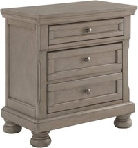 Modern-Traditional 2 Drawer Nightstand With Light Gray Finish From Ashley - £336.14 GBP