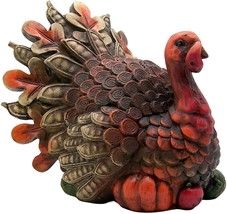 Gerson 8.6&quot; Resin Harvest Turkey Figurine Thanksgiving &amp; Fall Tabletop Decor - £39.86 GBP