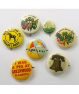 7 Vintage Souvenir Travel Pinback Buttons - €21,44 EUR