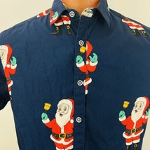 Denim Flower Ricky Singh Santa Clause Hawaiian Aloha Medium Shirt Christmas - £29.46 GBP