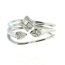 Natural 0.22ct Diamond Engagement Ring Invisible Set 18K White Gold G VS1 Square - £1,402.00 GBP