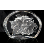 1999 CRISTAL D&#39;ARQUES Lead Crystal Christmas Poinsettia Holly Paperweigh... - $16.48