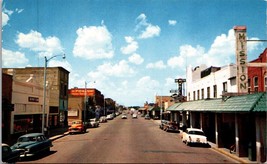 Dalhart Texas Main Street Postcard Vtg Cars Storefronts Pigman Mission - £15.69 GBP