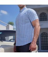 Mens Dress Shirts Mens Business T-Shirts Men&#39;S Plaid Cotton Shirt Button... - €28,83 EUR