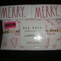 Rae Dunn 4 Pc Queen Sheet Set &quot;Merry&quot; Christmas Print - £47.06 GBP