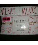 Rae Dunn 4 Pc Queen Sheet Set &quot;Merry&quot; Christmas Print - $80.87 CAD