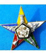 SOLID 14K GOLD MASONIC PIN ART DECO ORDER OF THE EASTERN STAR BROOCH Ena... - $8,623.54 MXN