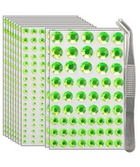 Green Face Jewels Gems Stick On 10 Sheets 7 Sizes 1410 Particles Self Ad... - £15.69 GBP