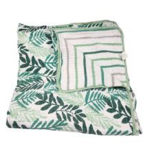 Cloud Island Fern Green Leaves Baby Blanket Branch Vine Gray White Strip... - £62.89 GBP