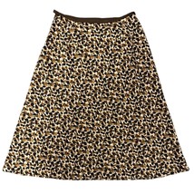 NEW Talbots Skirt 12P Large Petite Animal Print Silk Linen Fit N Flare Brown Tan - £22.67 GBP