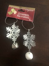 Christmas Ornaments Snowflakes, Silver and White - $8.32
